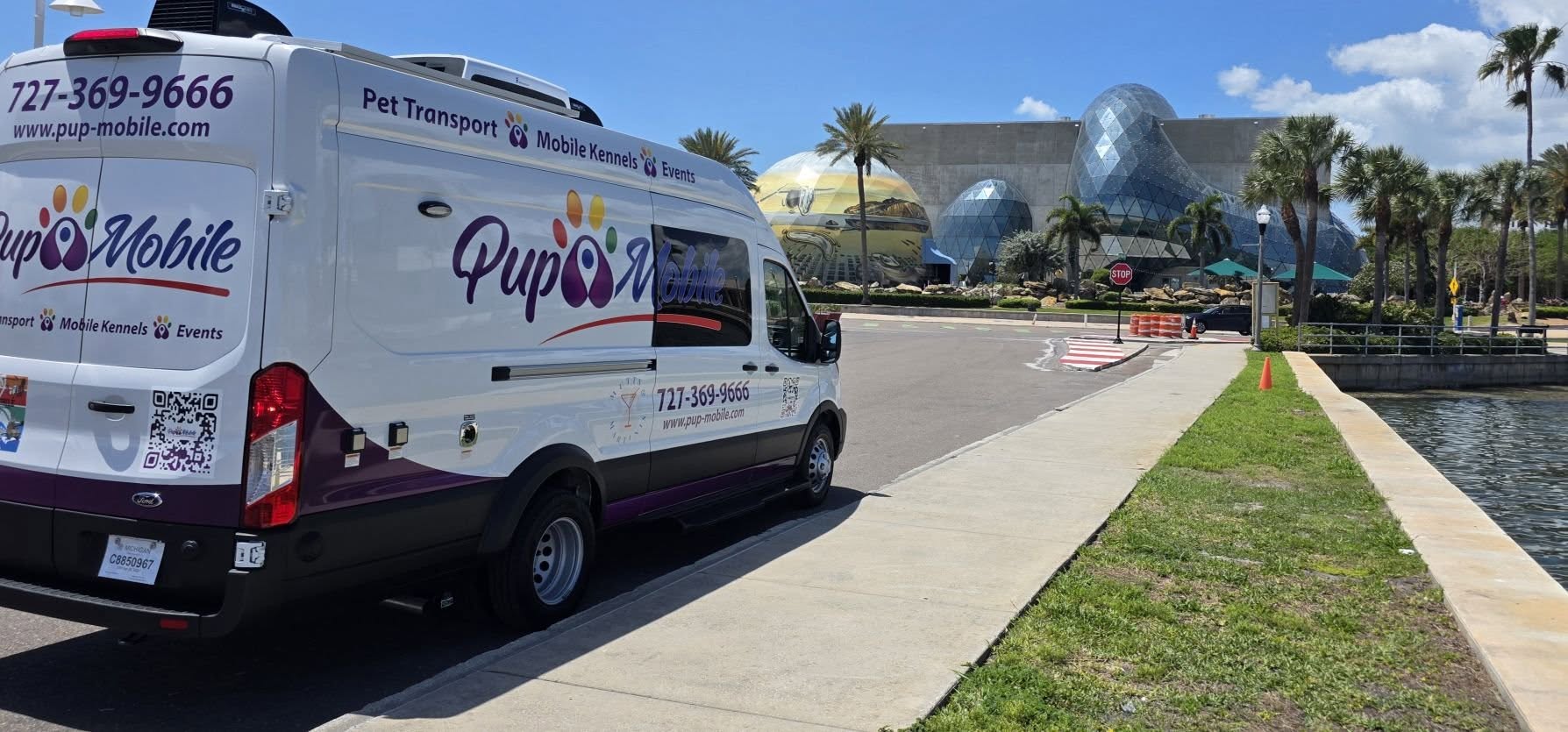 The Pup Mobile van on the waterfront path at the Dalí Museum